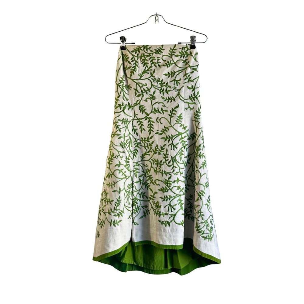 Vintage Tracy Reese Linen Embroidered Garden Dress - Size 8